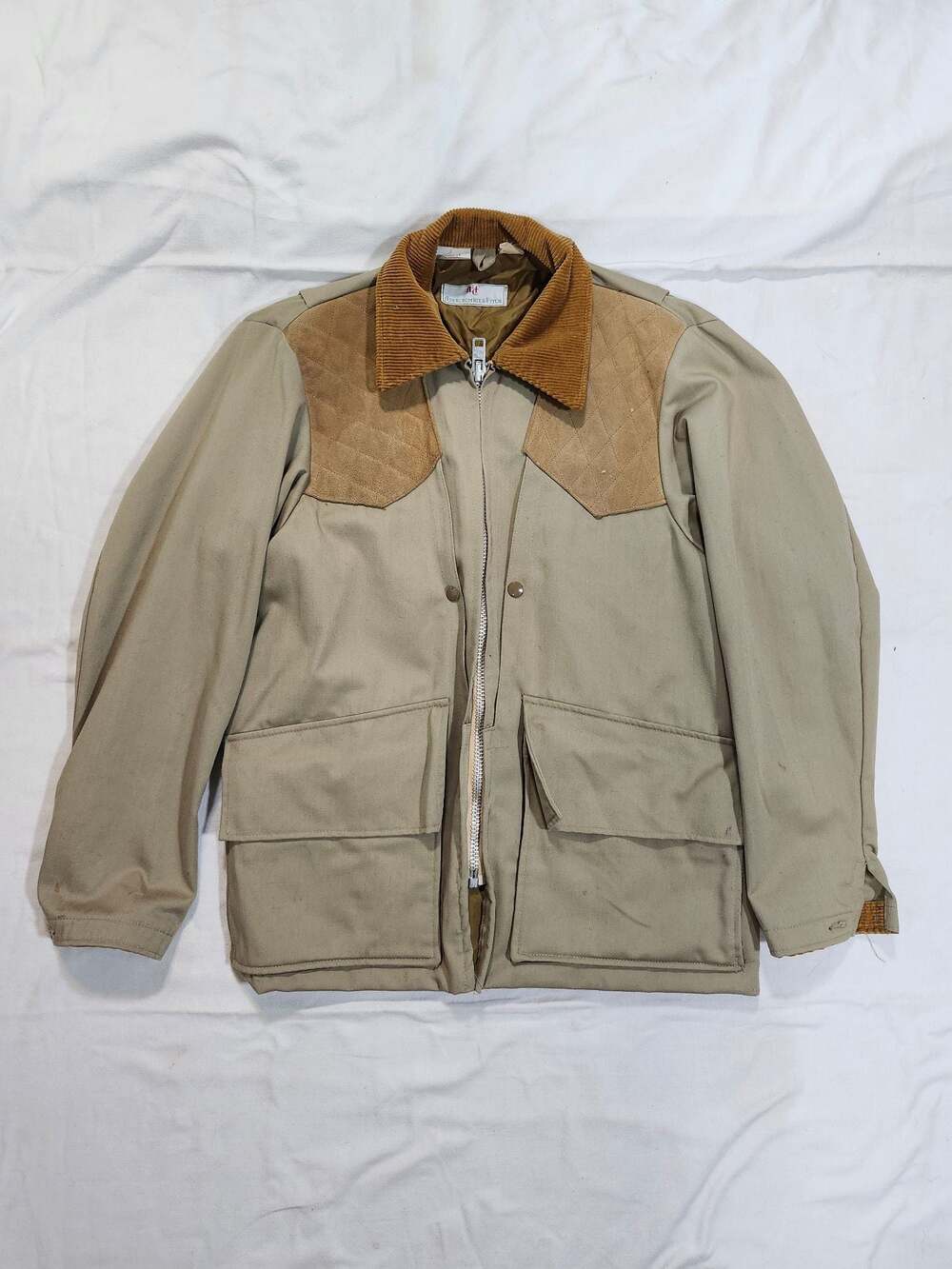 Vintage Abercrombie & Fitch Quilted Suede Yoke Collar Hunting Field Jacket